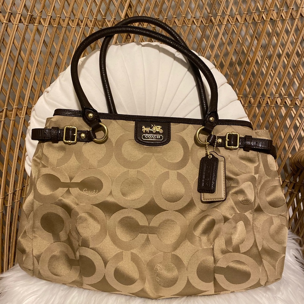 Coach Sateen Camel/Brown Handbag & Dust Bag
